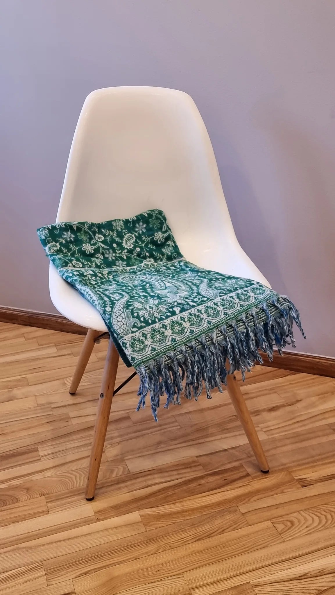 Pavasara zaļais vilnas pleds Spring Green no Kašmīras, Indijas