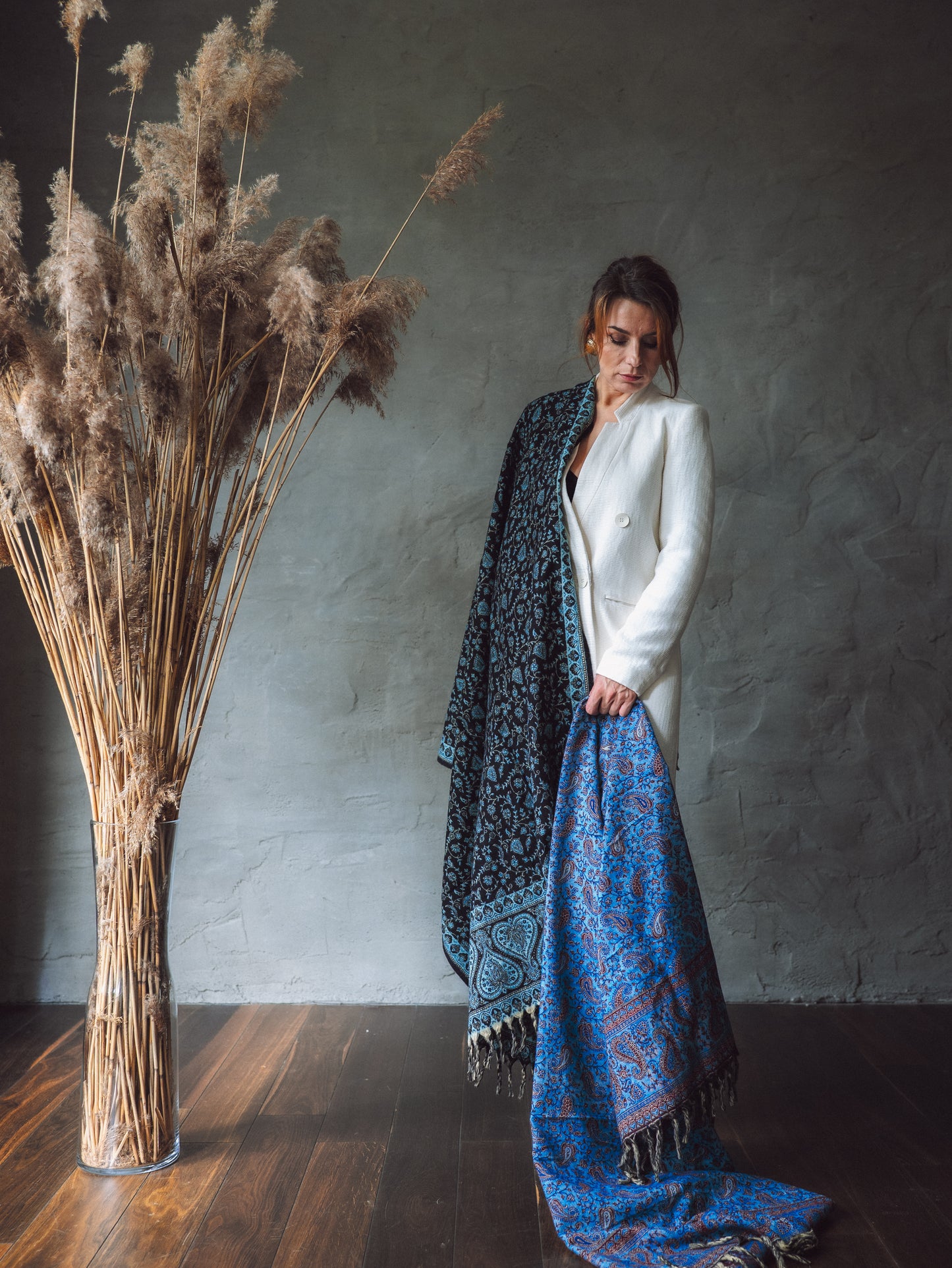 Vilnas pleds - gaiši un tumši zils (2 varianti)