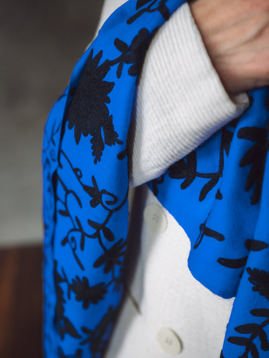 Zila šalle no Kašmīras, Indijas - 100% rokudarbs