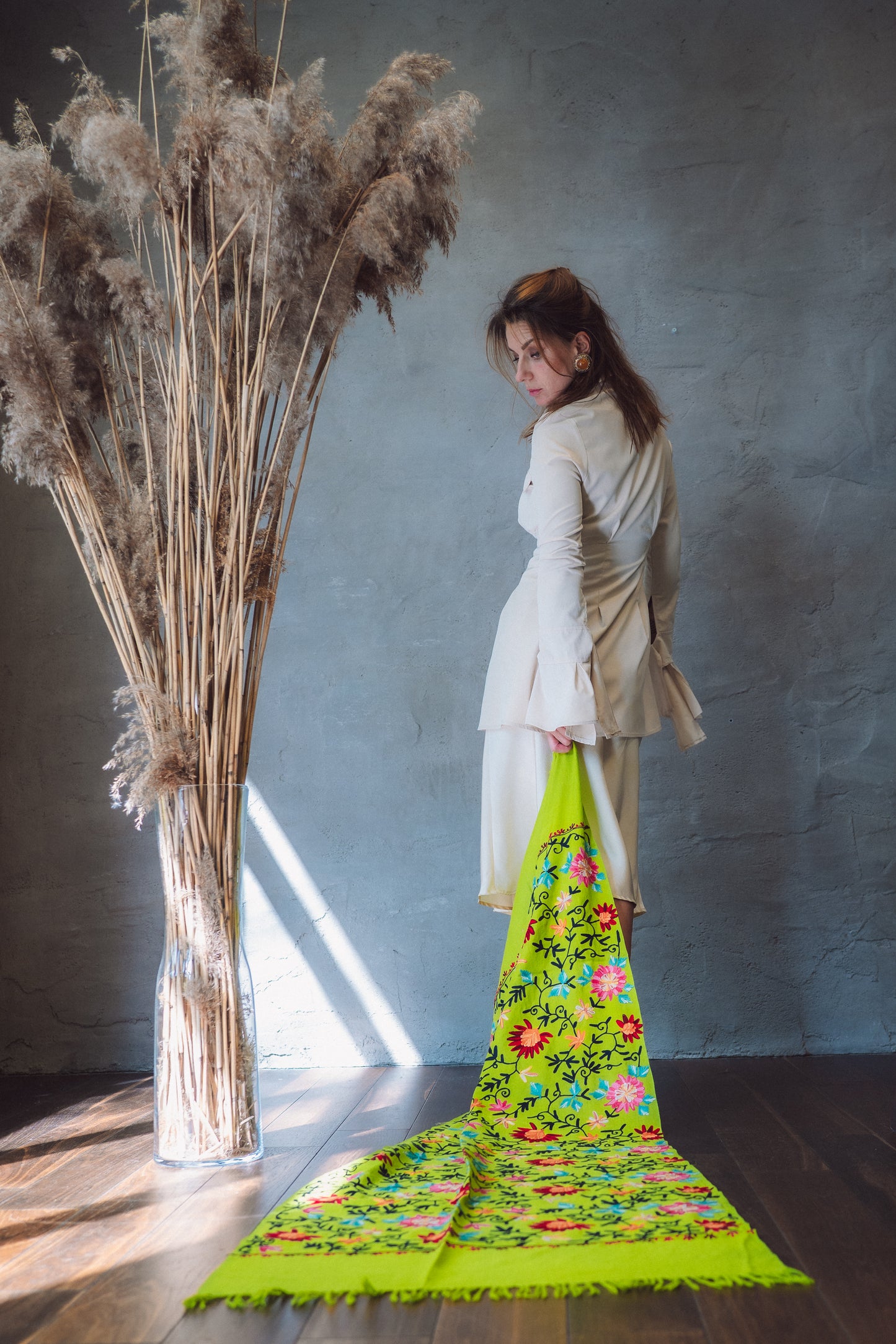 Zaļa šalle no Kašmīras, Indijas