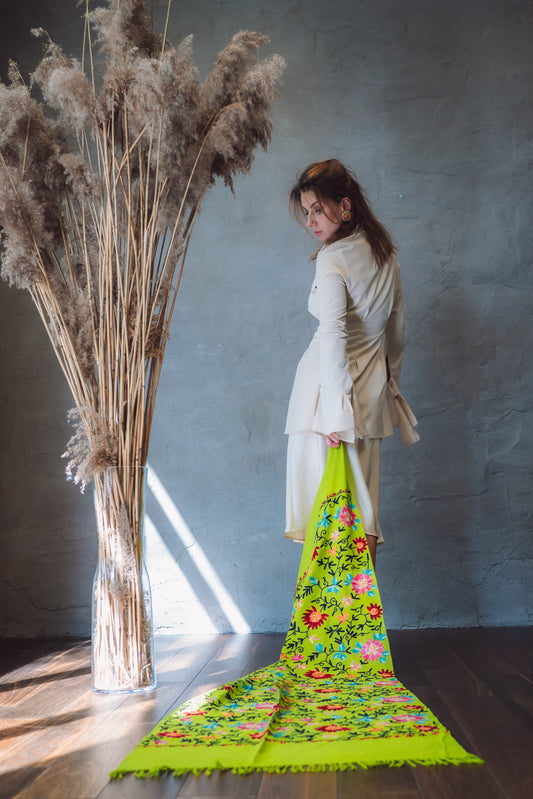 Zaļa šalle no Kašmīras, Indijas