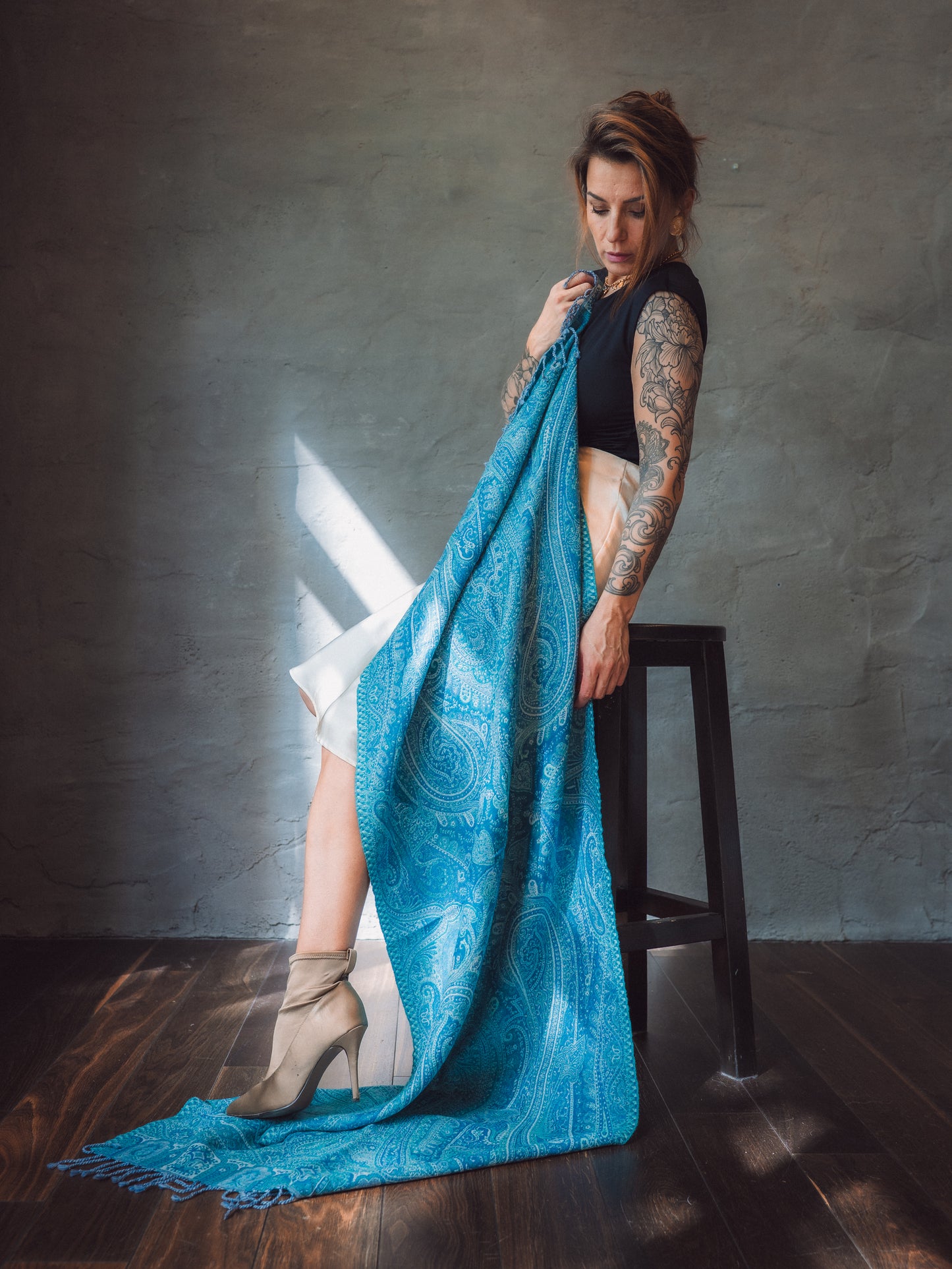 Šķista rakstu šalle Kašmiras, Indijas