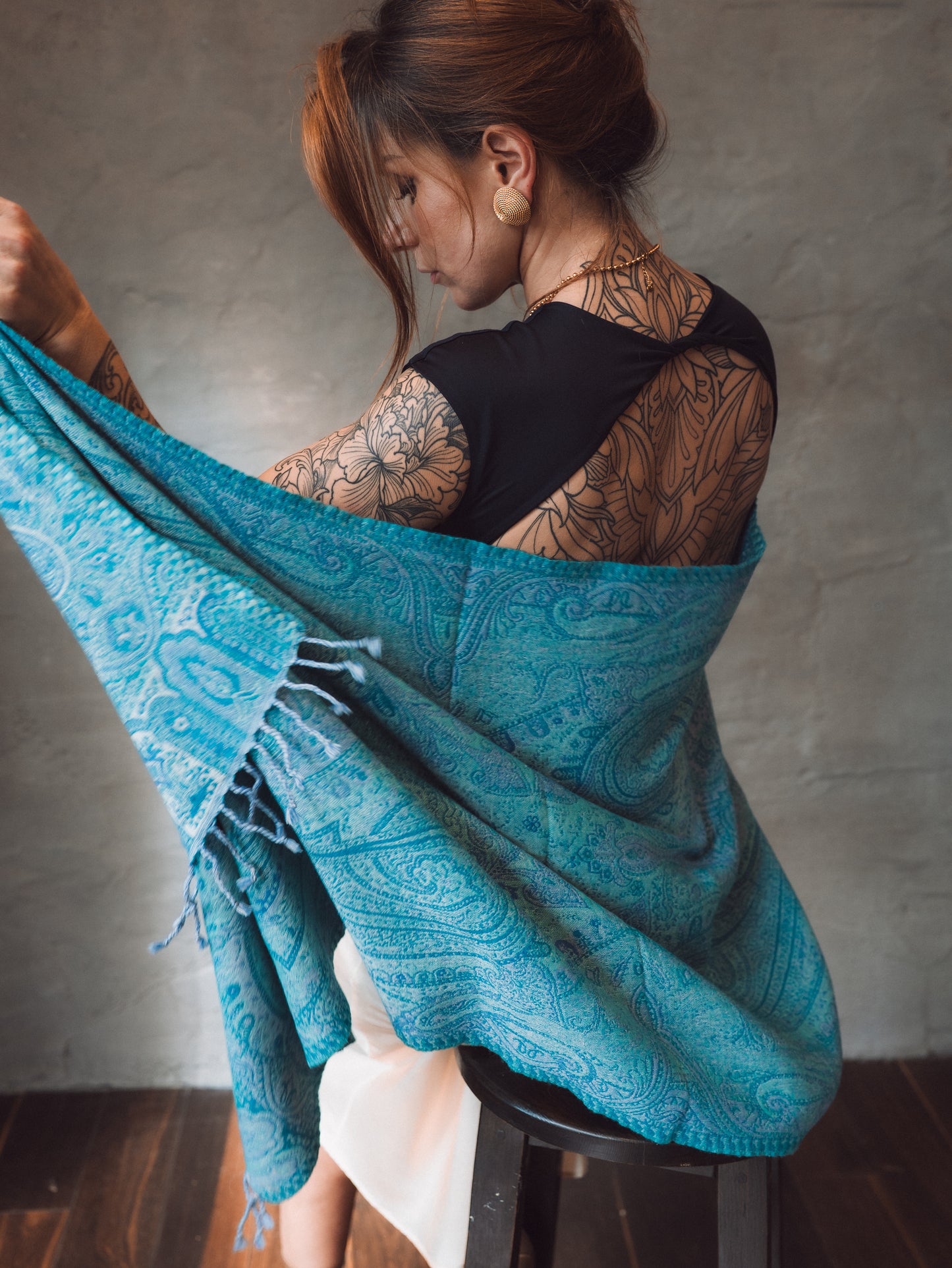 Šķista rakstu šalle Kašmiras, Indijas