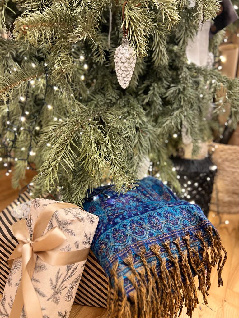 Oriental blue vilnas pleds no Kašmīras, Indijas