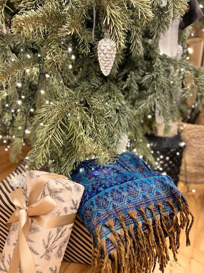 Oriental blue vilnas pleds no Kašmīras, Indijas