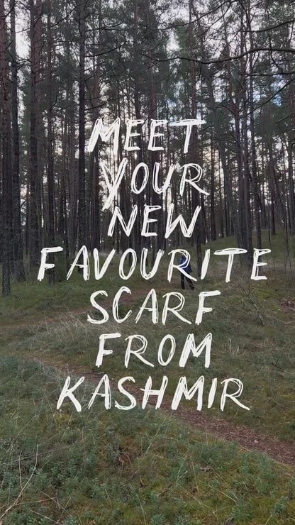 Zila šalle no Kašmīras, Indijas - 100% rokudarbs